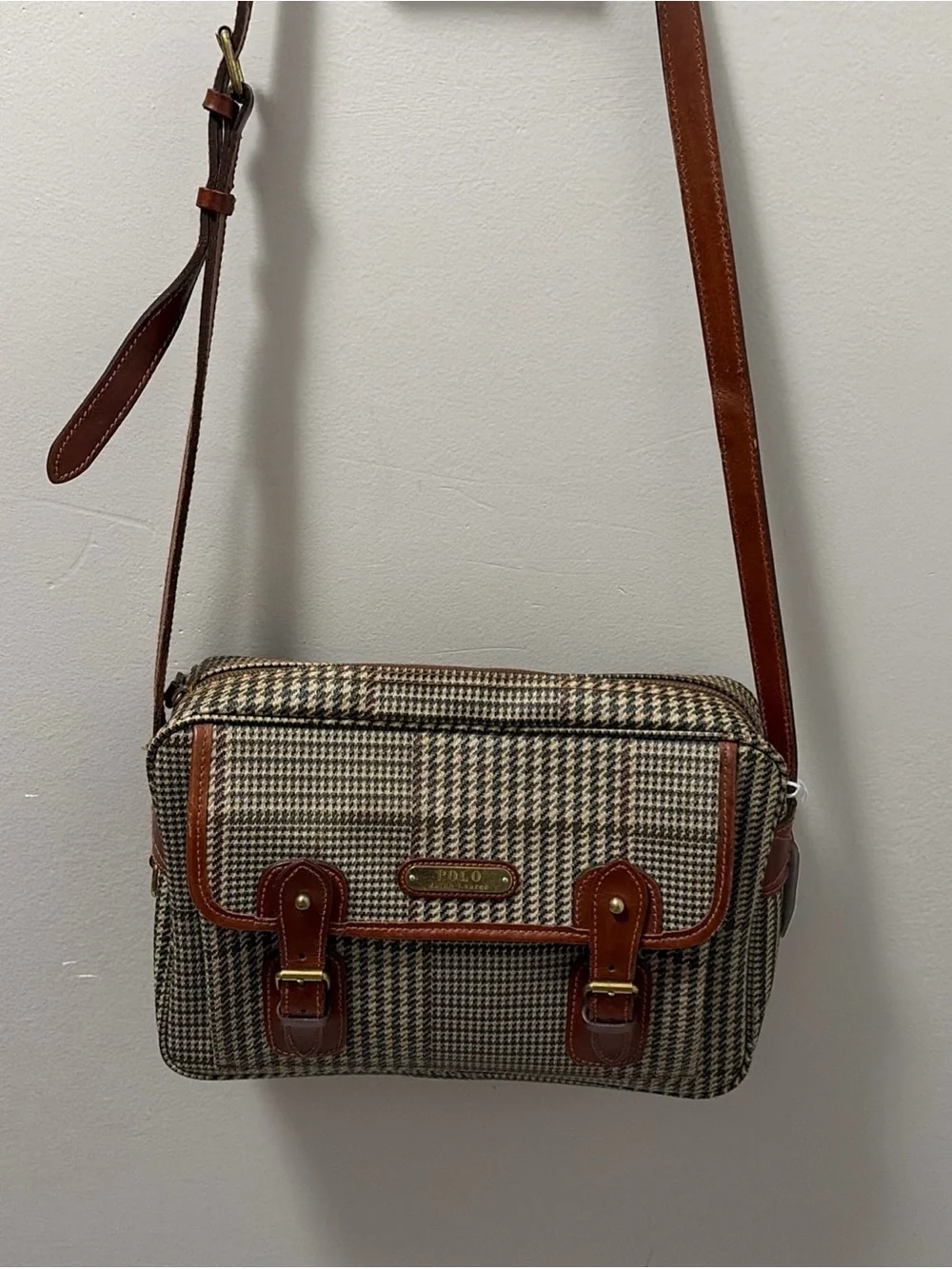 Vintage by Ralph Lauren Houndstooth Messenger Bag with pockets - Picture 9 of 11